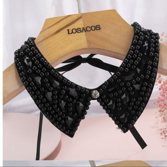 Peter Pan beaded collar ribbon black - Picture 1 of 7